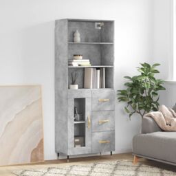 Berkfield Home Highboard Concrete Grey 69.5x34x180 cm Engineered Wood - thumbnail 1