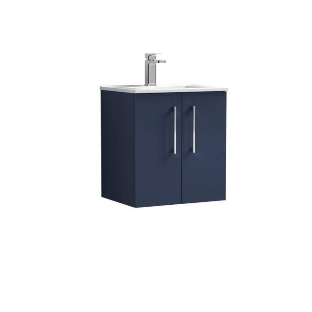 Balterley Bathroom 2 Soft Close Door, Wall Hung Vanity Unit Basin, Blue, 500mm in Blue - image 1