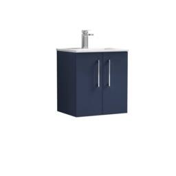 Balterley Bathroom 2 Soft Close Door, Wall Hung Vanity Unit Basin, Blue, 500mm in Blue - thumbnail 1