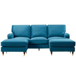 Artemis Home Woodbury 218cm Wide U-Shaped Velvet Fabric Corner Sofa in Teal - thumbnail 2