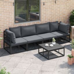 Berkfield Home Garden Sofa Set 5 pcs Black 70 x 70 x 32 cm Aluminium - thumbnail 5