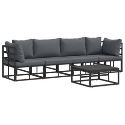 Berkfield Home Garden Sofa Set 5 pcs Black 70 x 70 x 32 cm Aluminium - thumbnail 2