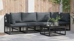 Berkfield Home Garden Sofa Set 5 pcs Black 70 x 70 x 32 cm Aluminium - thumbnail 6