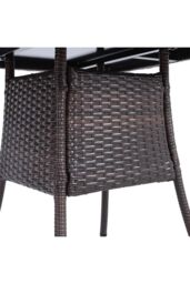 Living and Home Garden Wicker Tempered Glass Dining Table with Parasol Hole in Brown - thumbnail 4