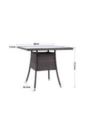 Living and Home Garden Wicker Tempered Glass Dining Table with Parasol Hole in Brown - thumbnail 2