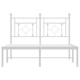 Berkfield Home Metal Bed Frame without Mattress with Headboard White 120x200cm - Size: Small Double - thumbnail 5