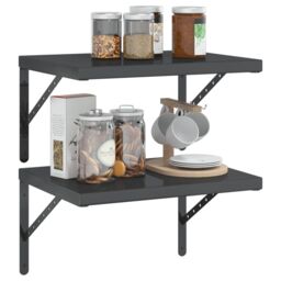 Berkfield Home Wall Shelves 2 pcs 50x40x3 cm Black Stainless Steel - Size: 50 x 40 x 3 cm - thumbnail 4