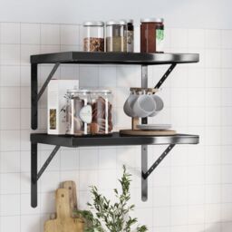 Berkfield Home Wall Shelves 2 pcs 50x40x3 cm Black Stainless Steel - Size: 50 x 40 x 3 cm