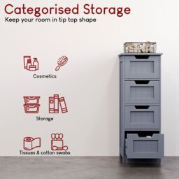 Home Discount Bath Vida Priano 4 Drawer Freestanding Unit Bathroom Storage 810 x 300 x 300 mm in Dark Grey - thumbnail 7