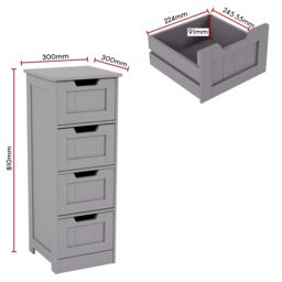 Home Discount Bath Vida Priano 4 Drawer Freestanding Unit Bathroom Storage 810 x 300 x 300 mm in Dark Grey - thumbnail 3