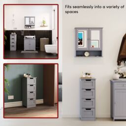 Home Discount Bath Vida Priano 4 Drawer Freestanding Unit Bathroom Storage 810 x 300 x 300 mm in Dark Grey - thumbnail 8