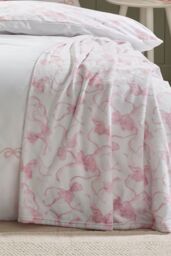 Catherine Lansfield 'Bow' Cosy Fleece Oversized Blanket Throw in Pink - Size: 200 cm x 240 cm - thumbnail 2