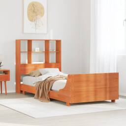 Berkfield Home Full Bed Frame without Mattress Wax Brown 100x200 cm Solid Wood Pine - thumbnail 2