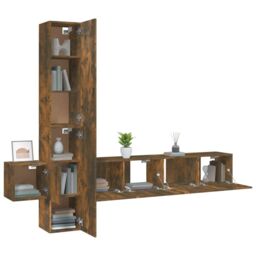 Berkfield Home 5 Piece TV Cabinet Set Smoked Oak Engineered Wood in Brown - thumbnail 4