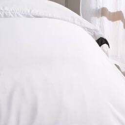 OHS Contrast Frill Edge Duvet Cover Set with Pillowcase Microfibre Bedding in White - Size: Single - thumbnail 3