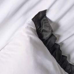 OHS Contrast Frill Edge Duvet Cover Set with Pillowcase Microfibre Bedding in White - Size: Single - thumbnail 4