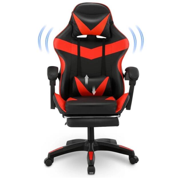 VOGREX Red Leather Massage Gaming Chair Recliner With Leg Rest - image 1