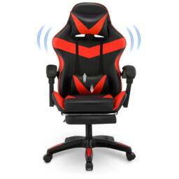 VOGREX Red Leather Massage Gaming Chair Recliner With Leg Rest - thumbnail 1