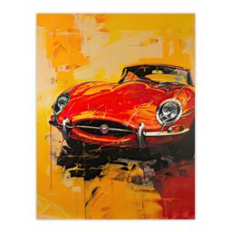 "Artery8 Classic Red Sports Car Lover Vibrant Oil Painting Wall Art Print - Size: W24"" x H32""" - thumbnail 1