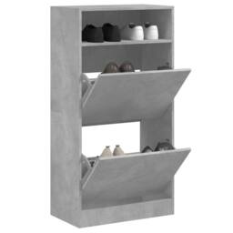 Berkfield Home Shoe Cabinet Concrete Grey 60x34x116 cm Engineered Wood - Size: 60 x 34 x 116 cm - thumbnail 2