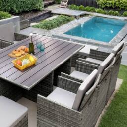RayGar Hestia 10 Seater Rattan Cube Dining Set Outdoor Polyrattan in Grey - Size: 1 Pack - thumbnail 2