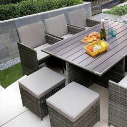 RayGar Hestia 10 Seater Rattan Cube Dining Set Outdoor Polyrattan in Grey - Size: 1 Pack - thumbnail 3