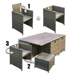RayGar Hestia 10 Seater Rattan Cube Dining Set Outdoor Polyrattan in Grey - Size: 1 Pack - thumbnail 5