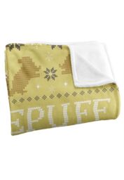 Harry Potter Blanket, 152x127 cm Hufflepuff Ugly Christmas Sweater Silky Touch Super Soft Throw Blanket in White - thumbnail 3