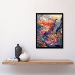 "Artery8 Wall Art Print Magical Phoenix Colourful Fantasy Concept Art Framed Poster in Black - Size: W12"" x H16""" - thumbnail 4