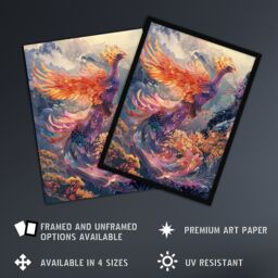 "Artery8 Wall Art Print Magical Phoenix Colourful Fantasy Concept Art Framed Poster in Black - Size: W12"" x H16""" - thumbnail 2