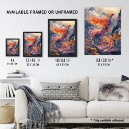 "Artery8 Wall Art Print Magical Phoenix Colourful Fantasy Concept Art Framed Poster in Black - Size: W12"" x H16""" - thumbnail 3