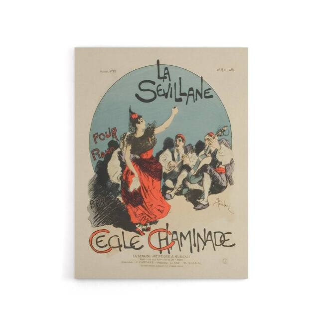 "Artery8 Overture Cover for Woman from Seville Steinlen Canvas Wall Art - Size: W18"" x H24""" - image 1