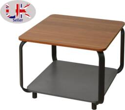 SPOT ON DEALZ 2 Tier Side Table Natural Wood Nightstand with Black Metal Frame in Walnut - thumbnail 4