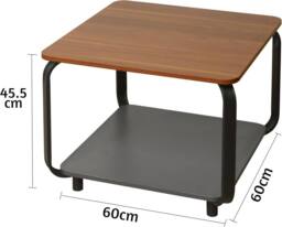 SPOT ON DEALZ 2 Tier Side Table Natural Wood Nightstand with Black Metal Frame in Walnut - thumbnail 2