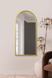 "MirrorOutlet Gold Metal Framed Arched Wall Mirror 47"" X 23.5"" (120CM X 60CM) - Size: 1 Pack" - thumbnail 1