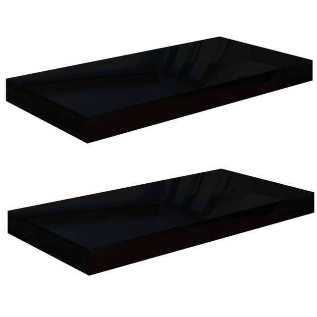 Berkfield Home Floating Wall Shelves 2 pcs High Gloss Black 50x23x3.8 cm MDF - image 1