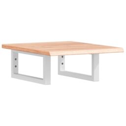 Berkfield Home Basin Shelf Wall Mounted Steel & Solid Wood Oak in Brown - thumbnail 2