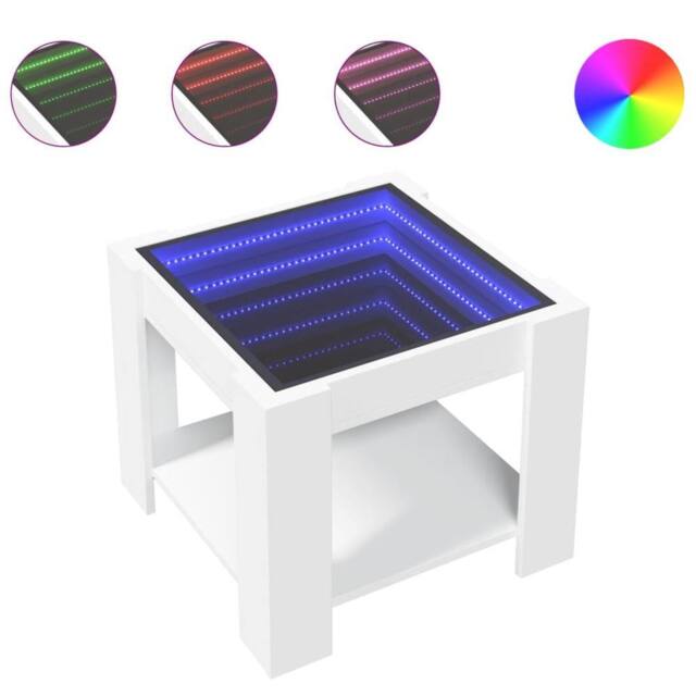 Berkfield Home Coffee Table with LED White 53x53x45 cm Engineered Wood - Size: 53 x 53 x 45 cm - image 1