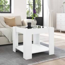 Berkfield Home Coffee Table with LED White 53x53x45 cm Engineered Wood - Size: 53 x 53 x 45 cm - thumbnail 4