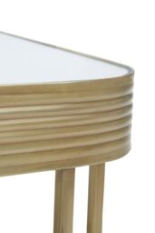 Orsina Mirrored Glass Top Coffee Table, Gold‑Finish Stainless Steel Frame with Decorative Textured Border in Clear - thumbnail 4