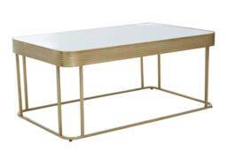 Orsina Mirrored Glass Top Coffee Table, Gold‑Finish Stainless Steel Frame with Decorative Textured Border in Clear - thumbnail 3