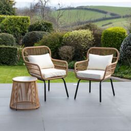 Artemis Home Carbini 3 Piece Garden Patio Bistro Set in Cream - thumbnail 2