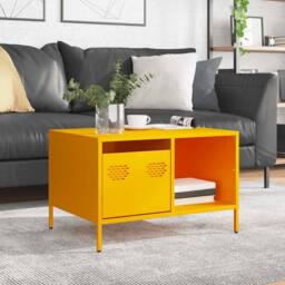 Berkfield Home Sturdy Coffee Table Mustard Yellow 68.5x50x43.5 cm Cold-rolled Steel