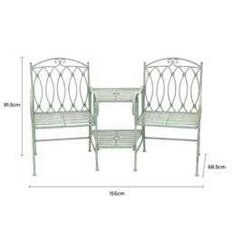 Charles Bentley Wrought Iron Rustic Companion Seat for Two - Sage Green - thumbnail 6