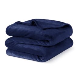 LIVIVO Ultra Soft Flannel Fleece Throw Blanket in Mid Blue - Size: 130 cm x 150 cm