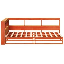 Berkfield Home Bookcase Bed without Mattress Wax Brown 90x200cm Solid Wood Pine - Size: 90x200 cm - thumbnail 6
