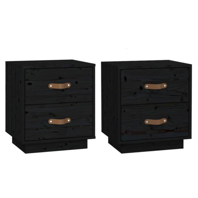 Berkfield Home Bedside Cabinets 2 pcs Black 40x34x45 cm Solid Wood Pine - Size: 40 x 34 x 45 cm - image 1