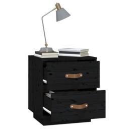 Berkfield Home Bedside Cabinets 2 pcs Black 40x34x45 cm Solid Wood Pine - Size: 40 x 34 x 45 cm - thumbnail 5