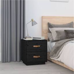 Berkfield Home Bedside Cabinets 2 pcs Black 40x34x45 cm Solid Wood Pine - Size: 40 x 34 x 45 cm - thumbnail 3
