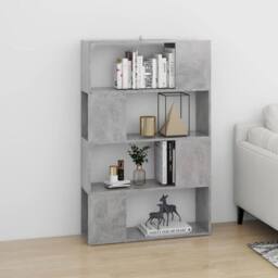 Berkfield Home Book Cabinet Room Divider Concrete Grey 80x24x124.5cm Engineered Wood - Size: 80x24x124.5 cm - thumbnail 3